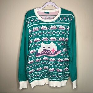 Keyboard Cat Merch Graphic Novelty Print Multicolored Crew Neck Warm Sweater‎